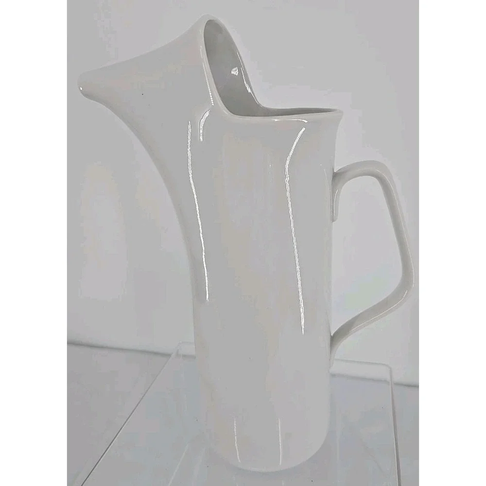 1960‎ Schmid Legardo Tackett Tall MCM Modernist White Ironstone Pitcher